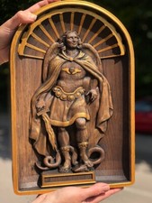 Arte cristiana catolica fatta a mano in legno arte Arcangelo Michele regalo d...