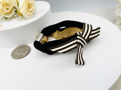 Set Of Three Henri Bendel Black/Brown/ Gold Logo Bow Hair  display picture 2