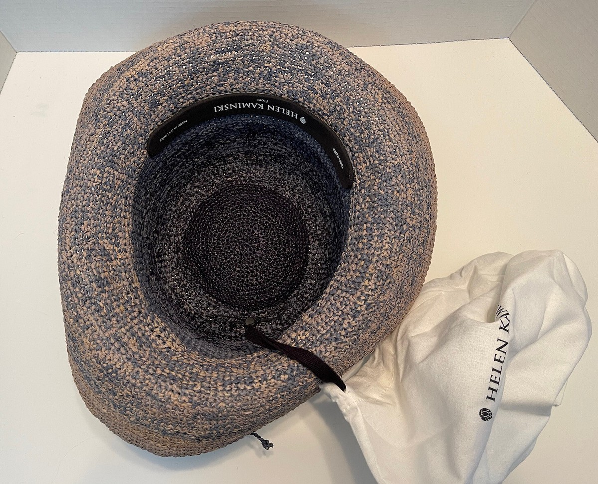 HELEN KAMINSKI 'PROVENCE 10' PACKABLE RAFFIA HAT BLUE/ GRAY