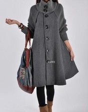 Women Fashion Elegant Warm Winter Mid Length Cloak Casual Loose Long Trench Coat