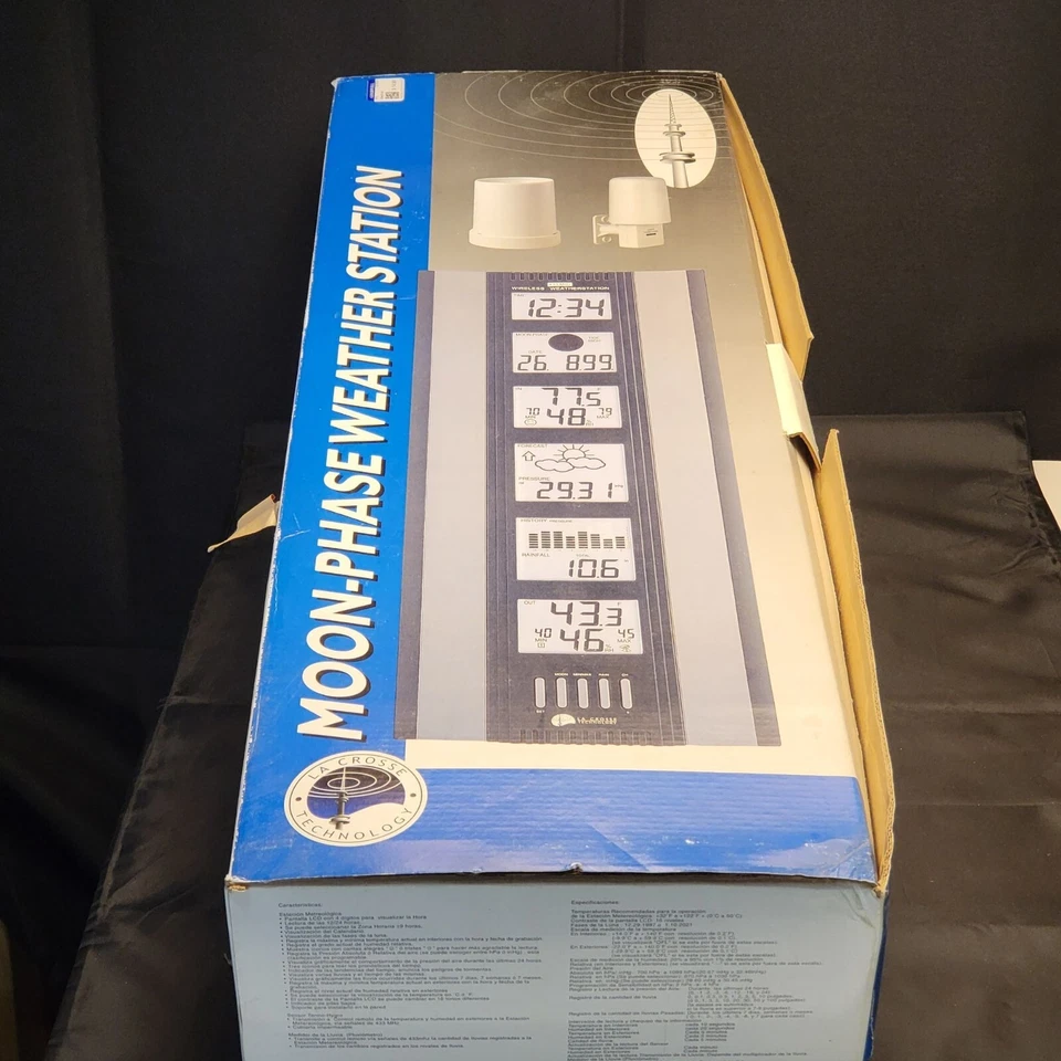 Moon-Phase Weather Forecast Station La Crosse Technology LCD Display Hygrometer - Image 2 of 4
