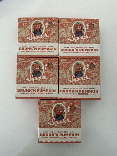 Lot Of 5 Dr. Squatch DRUNK'N PUMPKIN 2024 Limited Edition Bar Soap 5oz