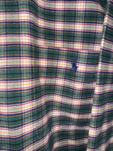Vtg Ralph Lauren The Big Shirt Mens 2XL Red Green Plaid Cotton Button Oxford - Picture 4 of 4