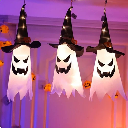 3PCS Halloween Ghost Hanging LED Lights Outdoor Garden Decoration
