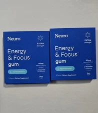 Neuro Gum EXTRA STRENGTH 100MG B-12 Nootropics Caffeine 2pk 18 pcs Boost Energy