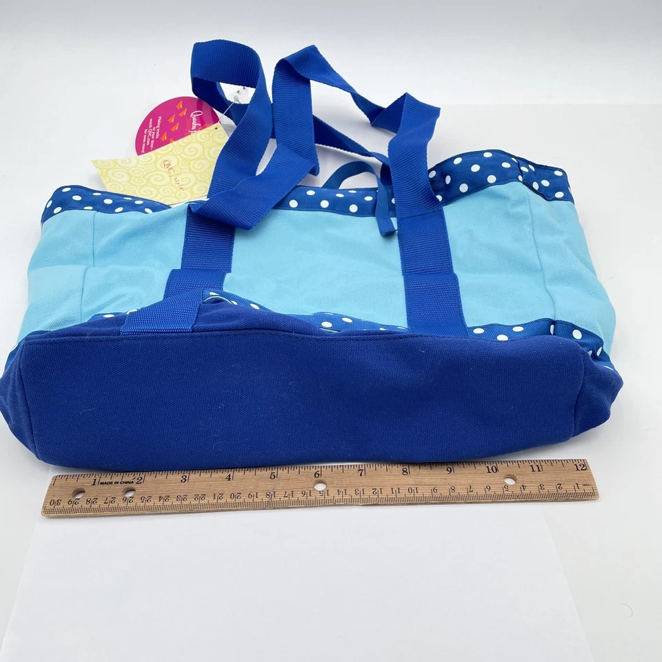 Bolso de Mano Quacker Factory Azul Lunares Estilo QVC Mujer Hombro Playa Cartera Foto 4 de 4
