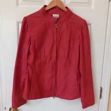 ARMANI COLLEZIONI Women's Red Full Zip Jacket Casual Career Everyday Size 14