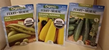 Vegetable Seeds Lot Of 3 Variety: Cucumber, Squash, Sugar Snap Pea, All 2025