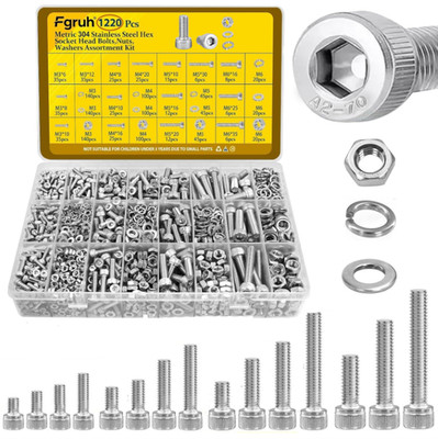 Kit 1220 Tornillos Métricos M3-M6 Acero Inox para DIY e Impresión 3D
