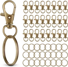 50 PCS in 25 Sets, Metal Swivel Lobster Claw Clasps, Keychain Clasp with Large K