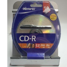 Memorex CD-R Blank Audio Data Discs 10 Pack 700MB 80 Min 52x Sealed w/ Marker