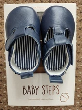 Mothercare Baby First Steps Blue Premium Soft Leather Shoes Size 0 New