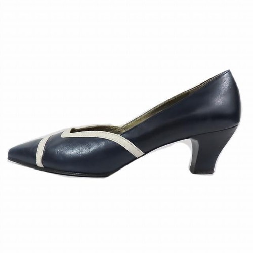 Saint Laurent YSL Pumps Heel EU36/US6 Square toe mid heel leather navy Auth - Picture 17 of 24
