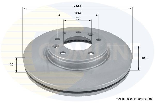 Brake Disc Front Internally Vented Coated Fits Mazda 6 COMLINE ADC0445V