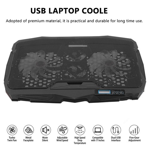 Heat Sink Laptop Ventilated Support Air Cooler Cooling Stand with Fan - Afbeelding 7 van 12