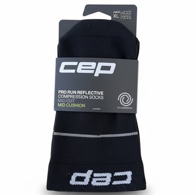 new CEP pro run reflective mid cut 2.0 Socks Black XL Unisex