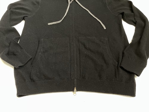 Saks Fifth Avenue 100% Kaschmir Full Zip Hoodie Gr. XL schwarz / hellgrau Kapuze - Bild 7 von 8