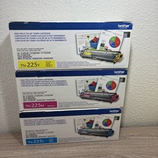 Brother TN-225 C/M/Y High Yield Toner Cartridge Set Cyan Magenta Yellow Lot Of 3