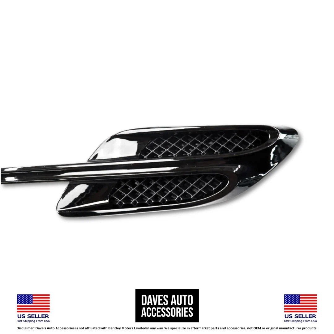 Bentley Continental GT GTC Black Fender Air Vent Grille Set Pair