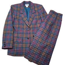 Pendleton Classics Womens 6 100 Virgin Wool Blazer Skirt Suit Work Set Plaid