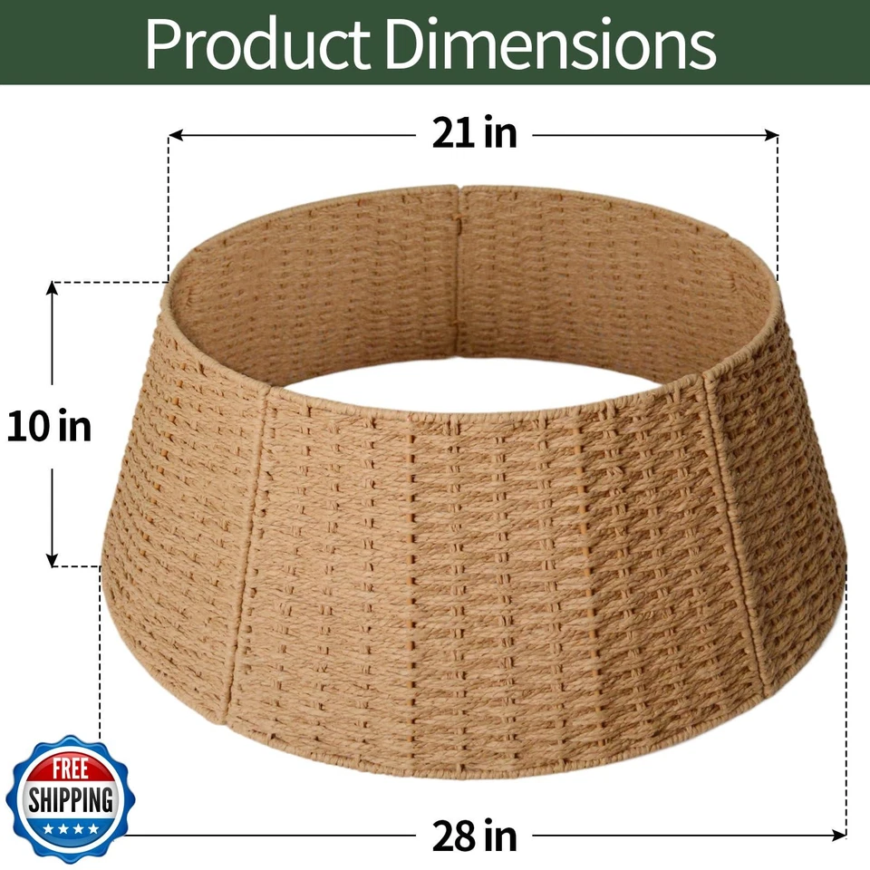 Christmas Tree Collar, 28in Farmhouse Detachable Handwoven Christmas Tree Bas - Image 2 of 4