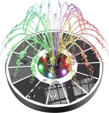 SZMP Solar Fountain Upgraded 100% Glass Panel, 3.5W Colorful Led Lights 