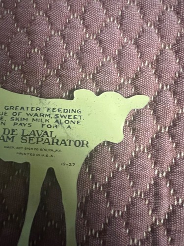 (#3A) 1900'S DE LAVAL DIE CUT JERSEY COW, CALF, METAL SIGN. SKIM MILK FOR ME - Picture 9 of 11