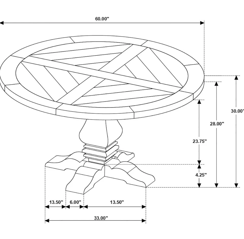 Mesa redonda de pedestal de granja Coaster-Florence-60 pulgadas Foto 3 de 3