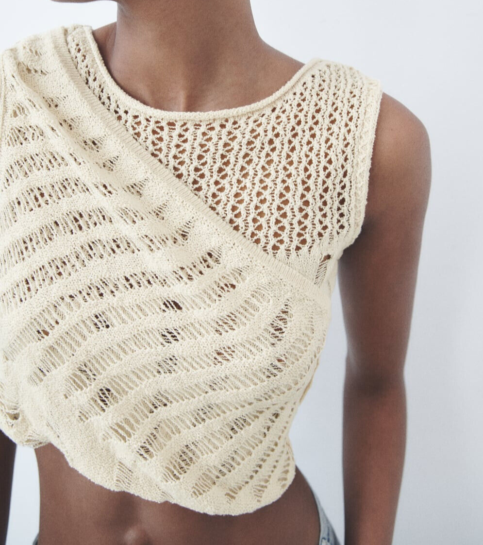 トップス melt the lady cut out back open knit ZARA NEW WOMAN CROP CUT-OUT KNIT TOP RHINESTONE BLACK M 3920