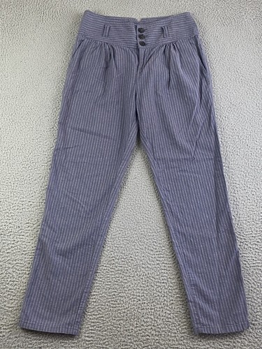 SUNDANCE Size 4 Pants Gray Pinstripe Amelia Linen Blend Boho Retro EXC