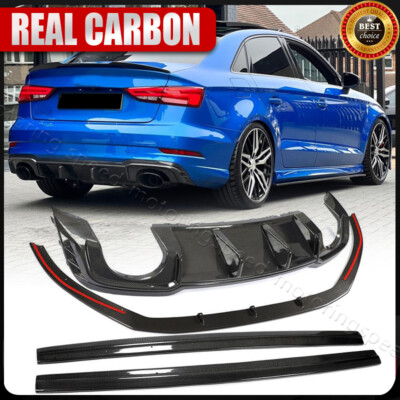 REAL CARBON Rear Bumper Diffuser Front Lip Side Skirt Bodykit For