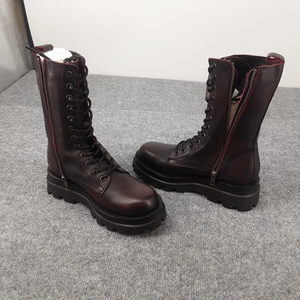 Botas de Combate Dingo Mad Maxine Para Mujer 7M Cuero Vino Tinto Foto 3 de 4