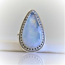 RAINBOW MOONSTONE NATURAL GEMSTONE RING 925 STERLING SILVER JEWELRY RING 3 TO 12