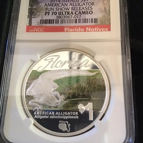 2014&2015 Tuvalu Native Series Coins.Florida panther& Alligator.2-PF70 Ultra ca - Picture 3 of 10