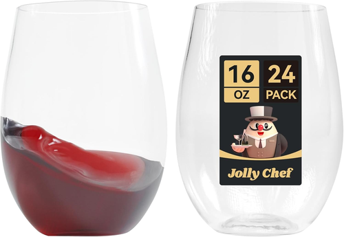 24 Pack 16 Oz Plastic Wine Glasses. Stemless Plastic Wine Cups, Disposable Plast - Picture 12 of 12