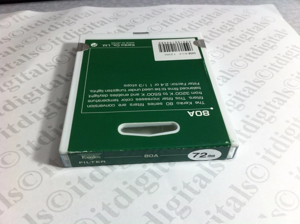Filtro de lente de vidrio de conversión Kenko 72 mm con recubrimiento óptico 80A 80 A 72 mm 80-A  Foto 2 de 3