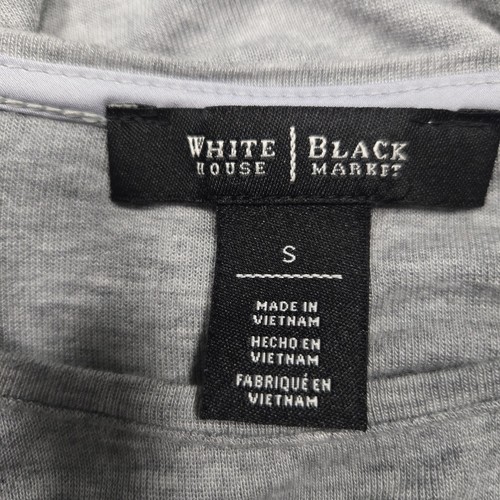 White House Black Market Size S Heathered Gray Soft Longer Knit Top Tee - Picture 4 of 5