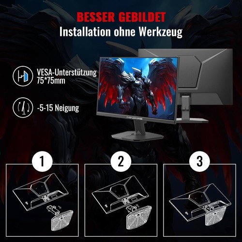 Gaming Monitor 24 Zoll, 180 Hz, 1ms, AMD FreeSync, Full HD(1920 x 1080), Rahmenl - Afbeelding 8 van 9
