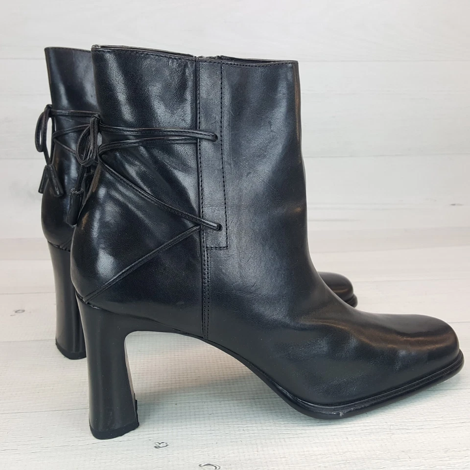 Apostrophe Rudi Mujer 9.5 Cuero Negro Cremallera Botín Tacones con Arcos NUEVO 88406 Foto 2 de 4