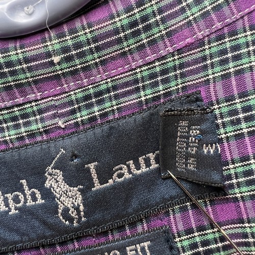 Ralph Lauren Shirt Mens Large Purple Plaid Check Button Down Classic Fit - Picture 9 of 10