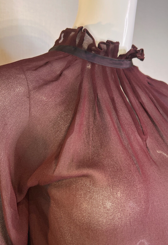 GIORGIO ARMANI Black Label DEEP BURGUNDY Sheer Silk Chiffon Blouse, 38 Italy - Picture 4 of 12