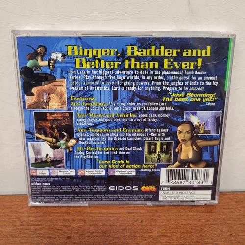 Tomb Raider III 3 (Sony PlayStation 1 PS1 Game, 1998) CIB Complete w/ Manual - Picture 2 of 3