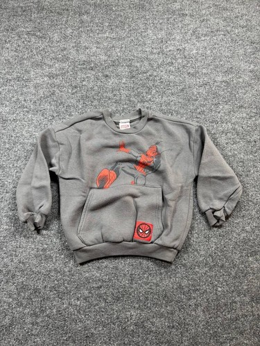 Marvel Sweatshirt Kid Boys 5T Gray Spiderman Long Sleeve Fleece Pullover Casual