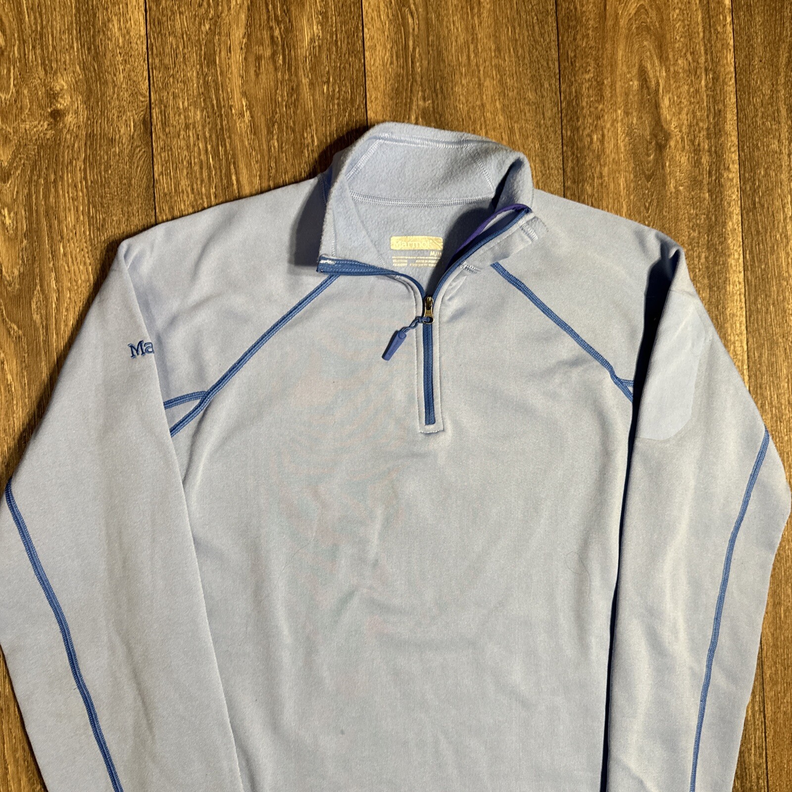 Marmot Light Blue Ski Polyester Elastane Quarter … - image 3