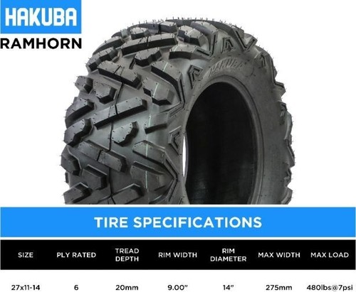 Tire - Hakuba Ramhorn Offroad, 27x11-14, 6 Ply, Bighorn Style, ATV / UTV - Picture 9 of 11
