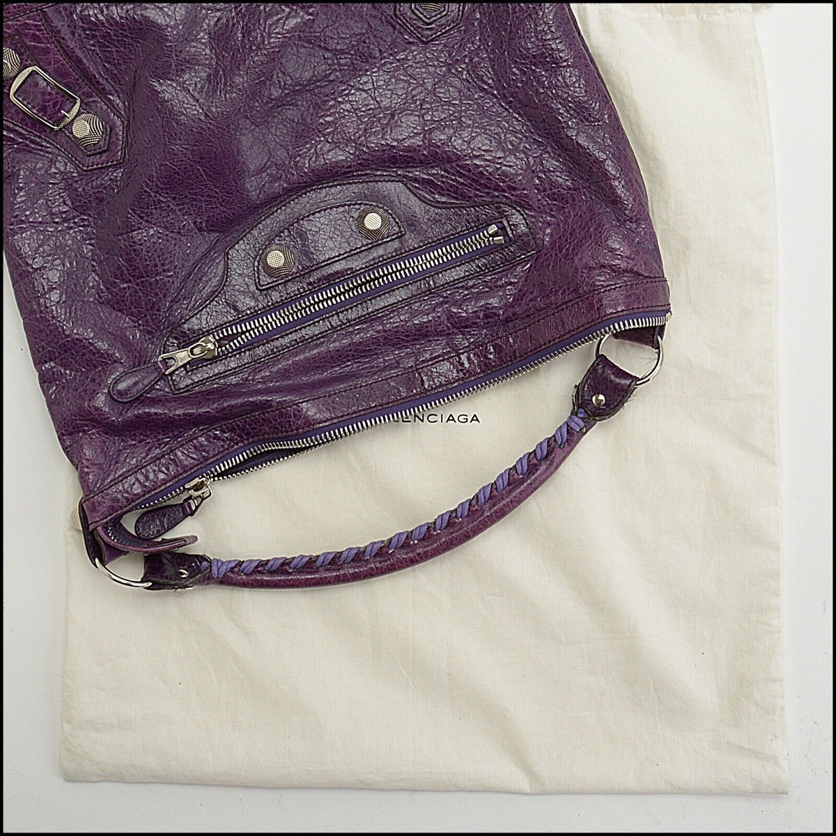 RDC13702 Authentic BALENCIAGA Grape Chevre 21mm Silver Giant RDC13702 Authentic BALENCIAGA Grape Chevre 21mm Silver Giant
