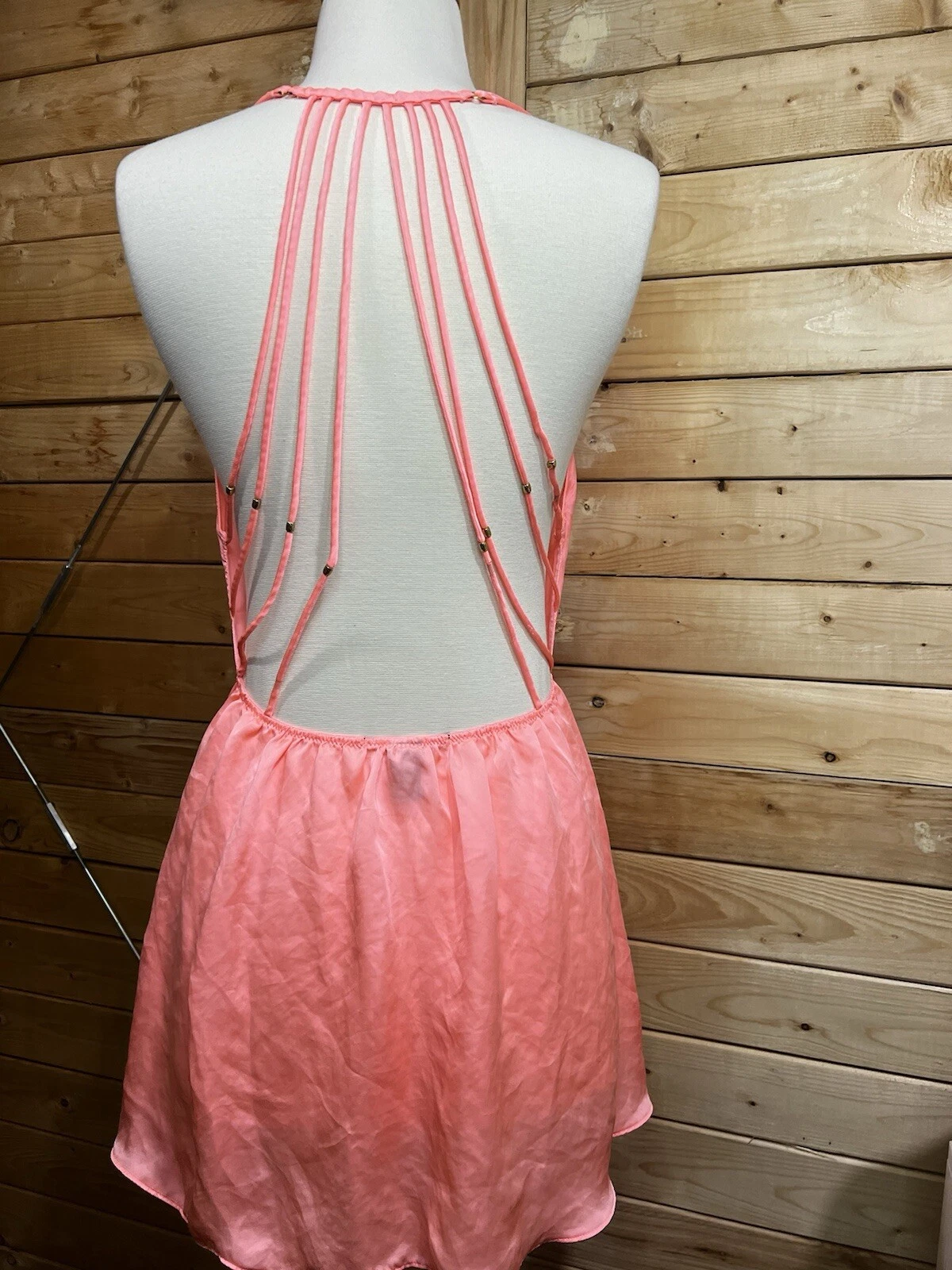 UNDERCOVER Victorias Secret abito slip corallo molto sexy lingerie spalline schiena perline taglia S