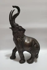 Decorative Faux Bronze, Heavy Resin, Large Standing Elephant Statue, Damaged Ear