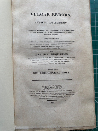 Vulgar Errors, Ancient and Modern 1816 & Principles of Atheism and Deism. 1814 - Imagen 2 de 4