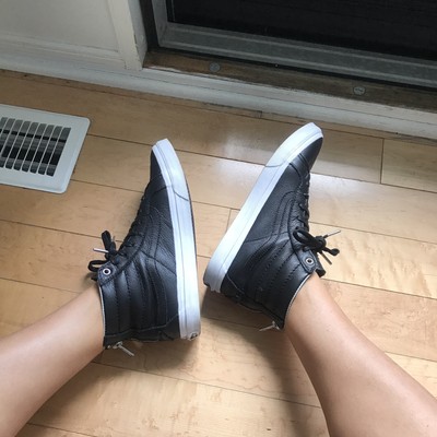 leather high top vans with zipper